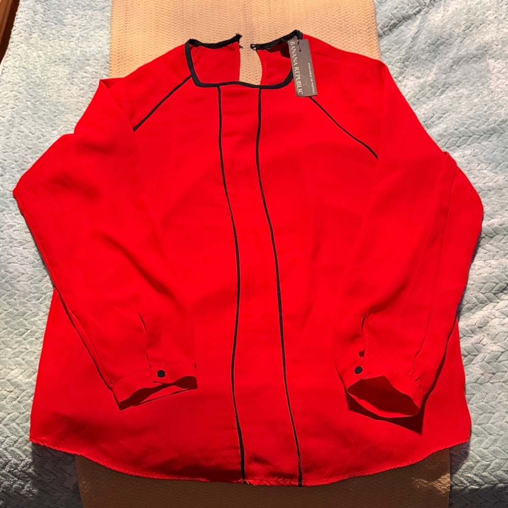 Red Blouse with Black Piping - Anna Ferraro